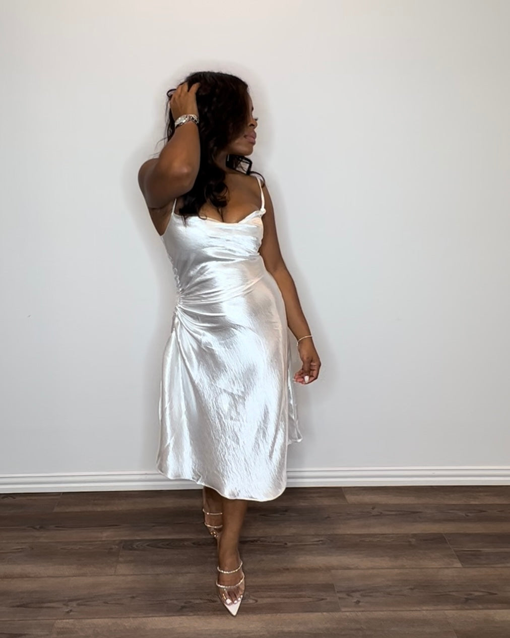 I Love You | Satin Adjustable Side Slit Dress