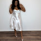 I Love You | Satin Adjustable Side Slit Dress