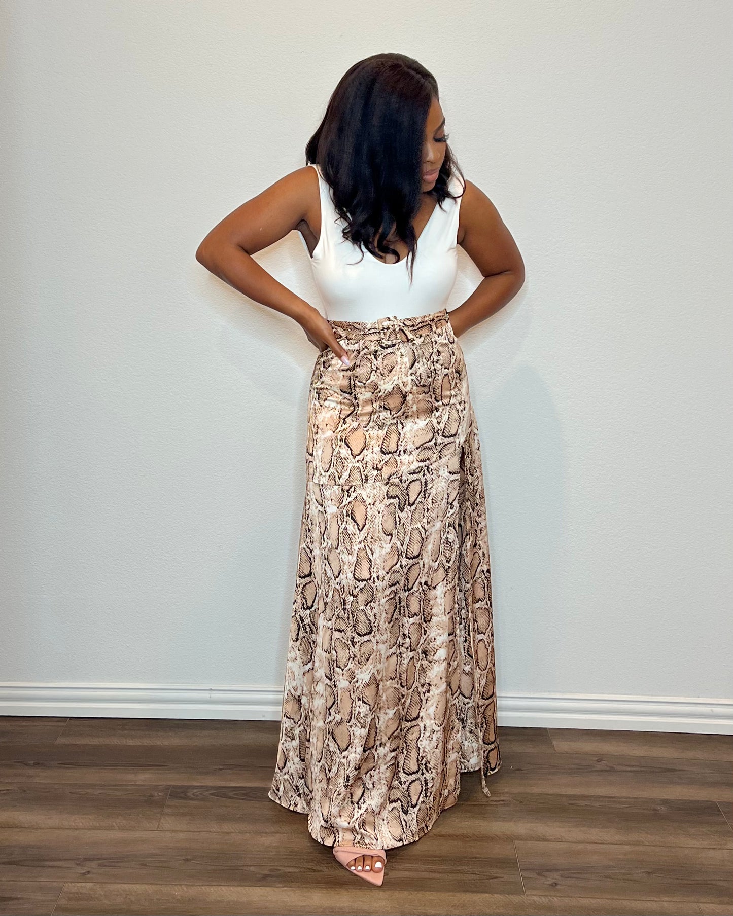 You Don't Know My Name | Snakeskin Maxi Slip Skirt